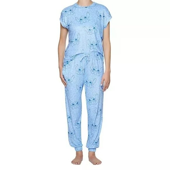 Disney Stich Women's Small Two-Piece Pants and SS Shirt Cozy Pajama Set - Picture 1 of 16